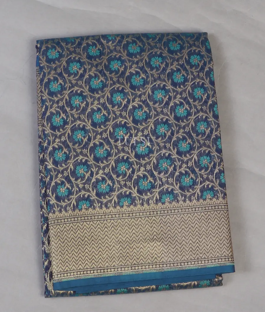 Blue Banaras Cotton Saree T462085-image