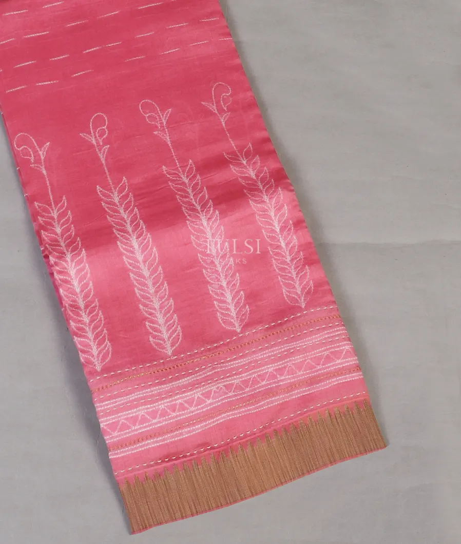 Pink Printed Cotton Saree T576075-image