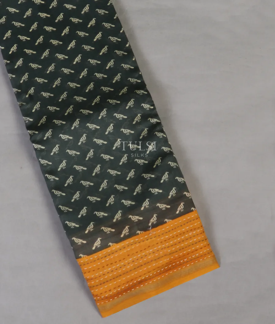 Dark Grey Soft Printed Cotton Saree T577609-image
