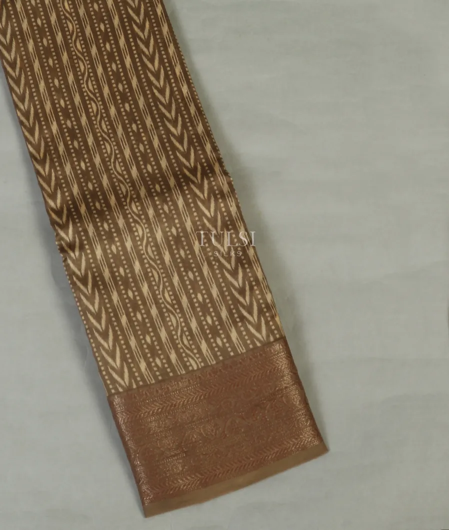 Light Brown Soft Printed Cotton Saree T581548-image