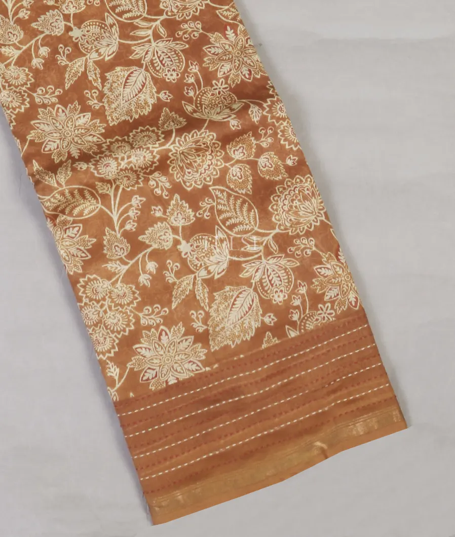 Light Brown Soft Printed Cotton Saree T559972-image