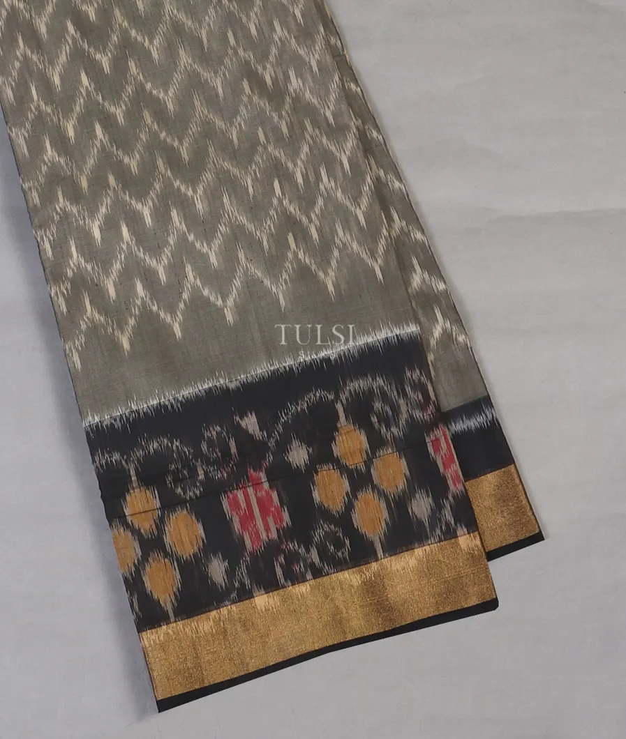 Grey Pochampalli Silk Cotton Saree T526404-image