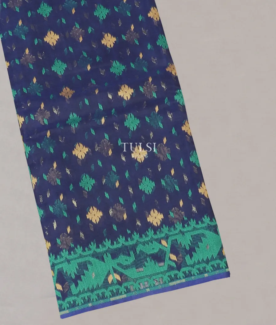 Blue Dhakai Cotton Saree T572337-image