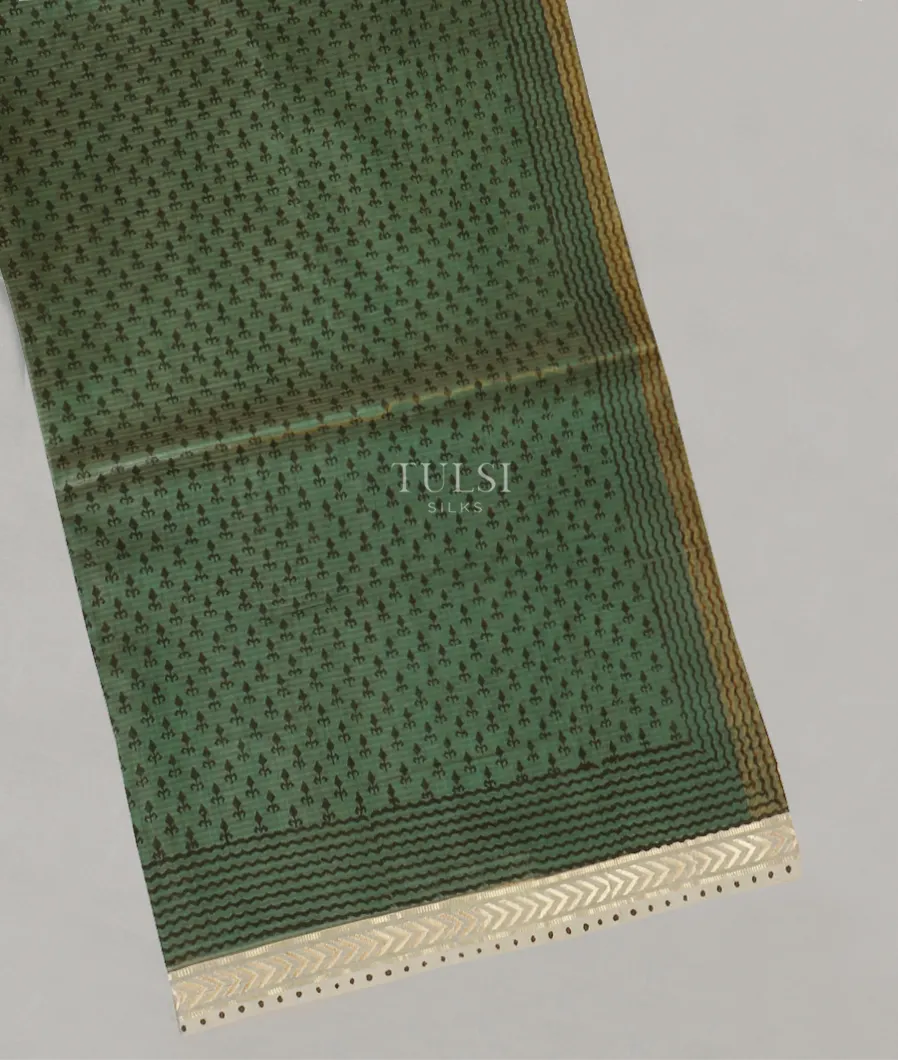 Greyish Green Maheshwari Printed Cotton Saree T561609-image