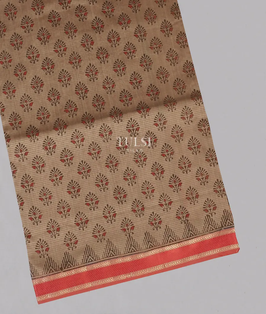 Light Brown Maheshwari Printed Cotton Saree T561629-image