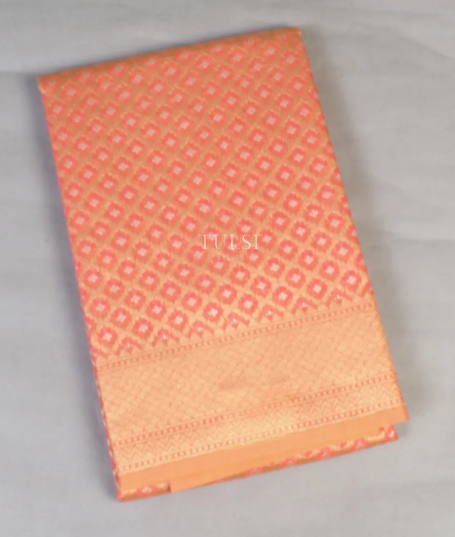 Peach Banaras Cotton Saree T573977-image