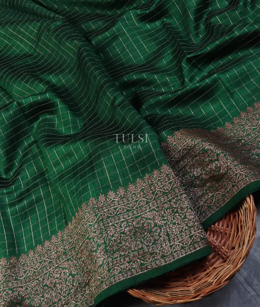 Green Banaras Tussar Saree T586892-image