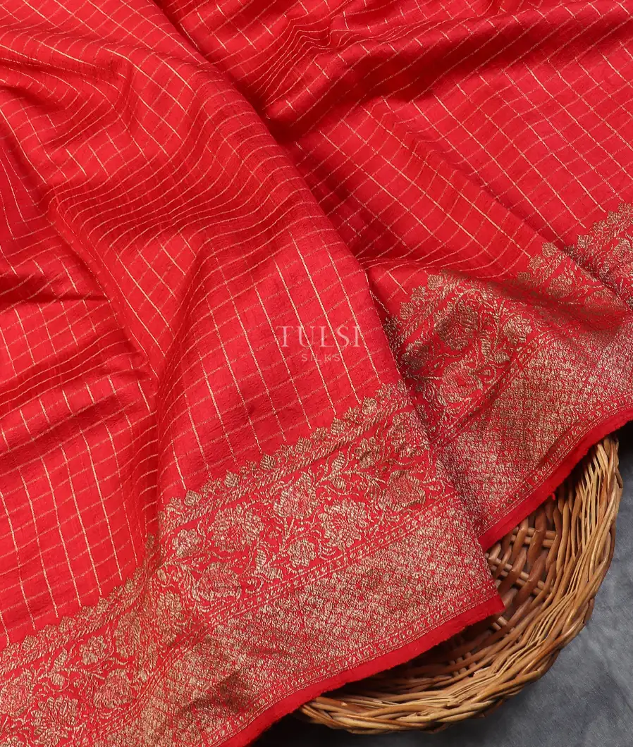 Red Banaras Tussar Saree T586903-image