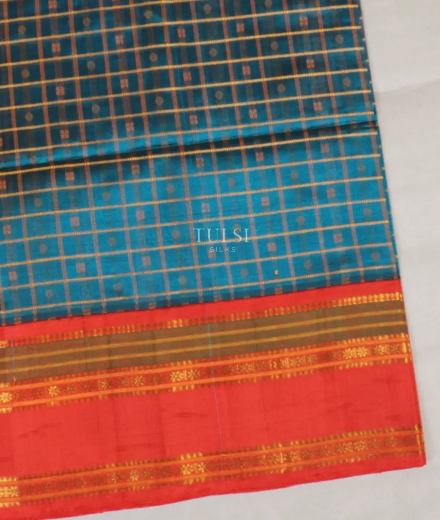 Peacock Blue Silk Cotton Saree T586524-image