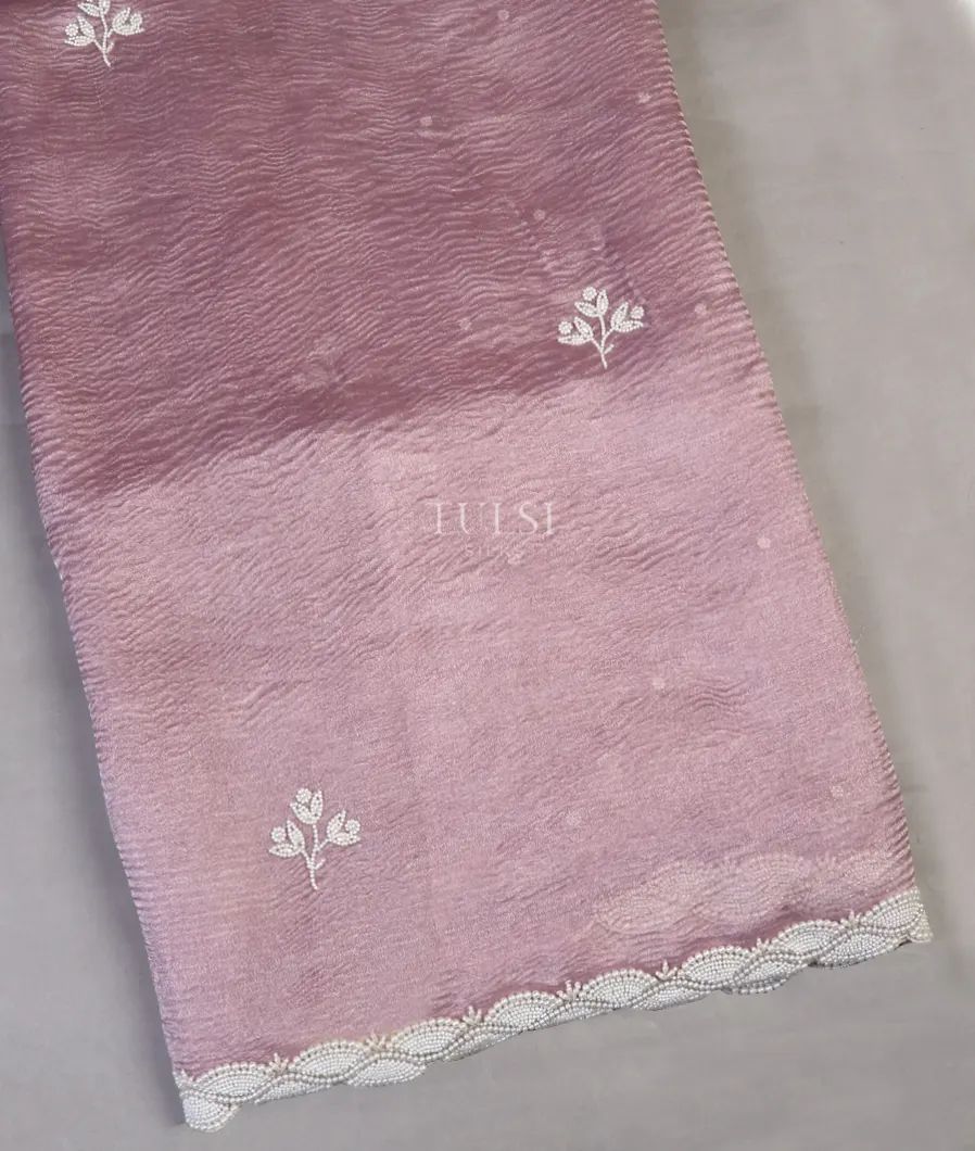 Lavender Crushed Tissue Embroidery Saree T577782-image