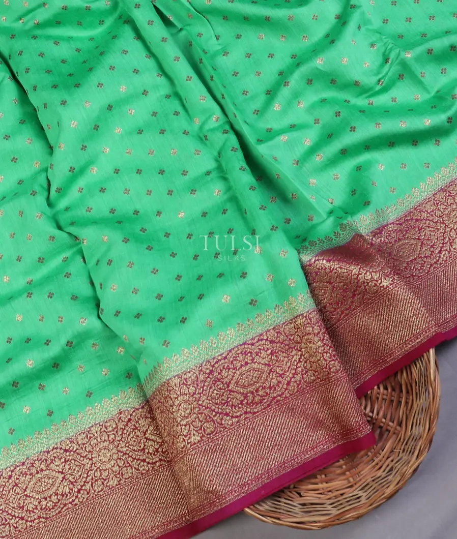 Green Banaras Tussar Saree T525843-1-image