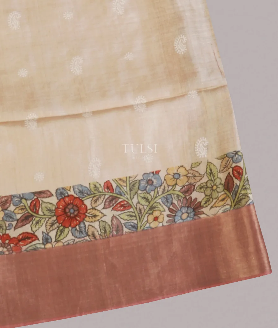 Beige Tussar Embroidery saree T579291-image