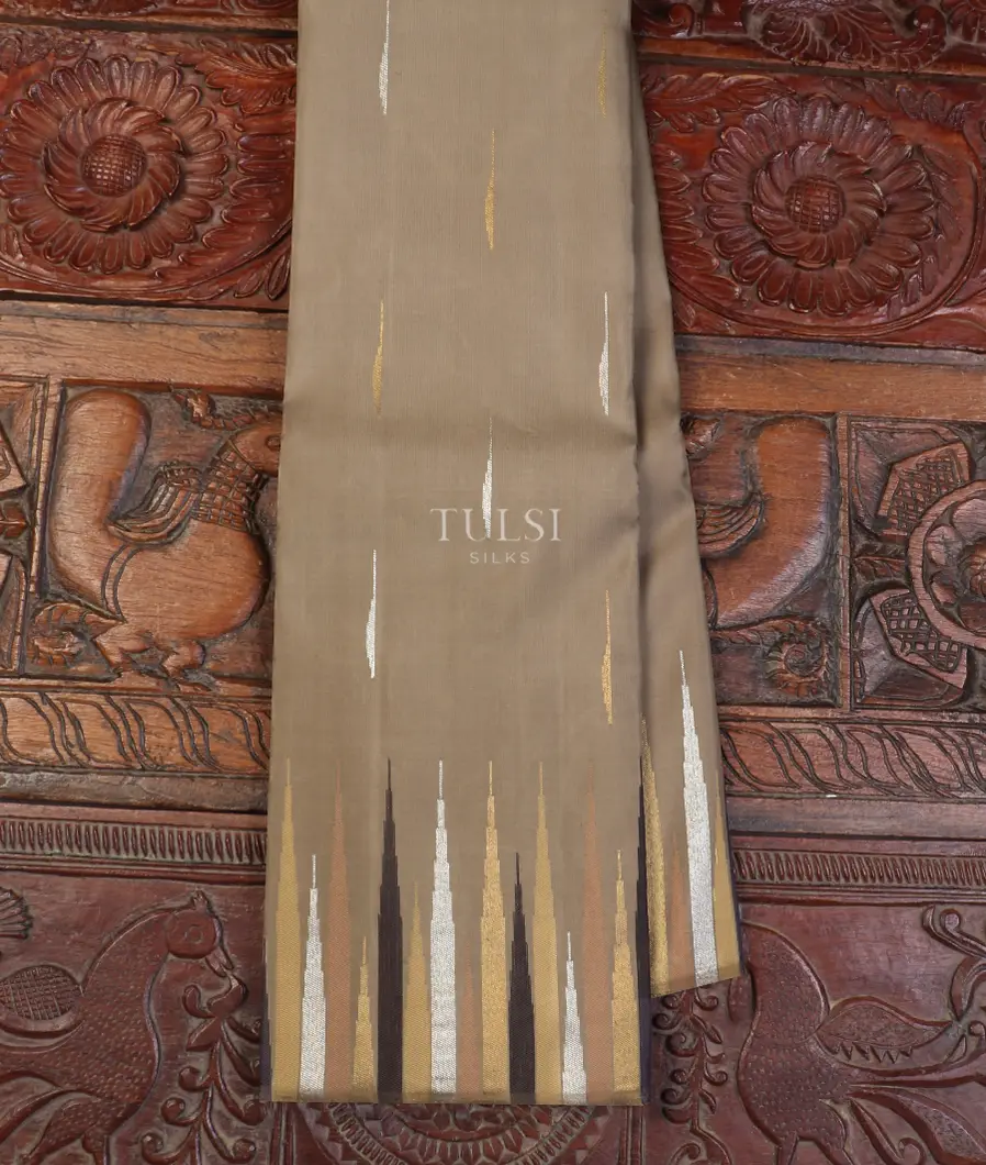 Khaki Brown Kanjivaram Silk Saree T572512-image