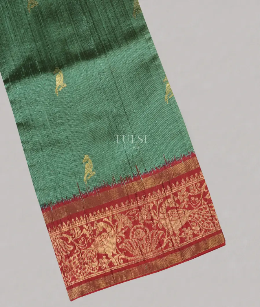 Greyish Green Woven Tussar Saree T488934-image