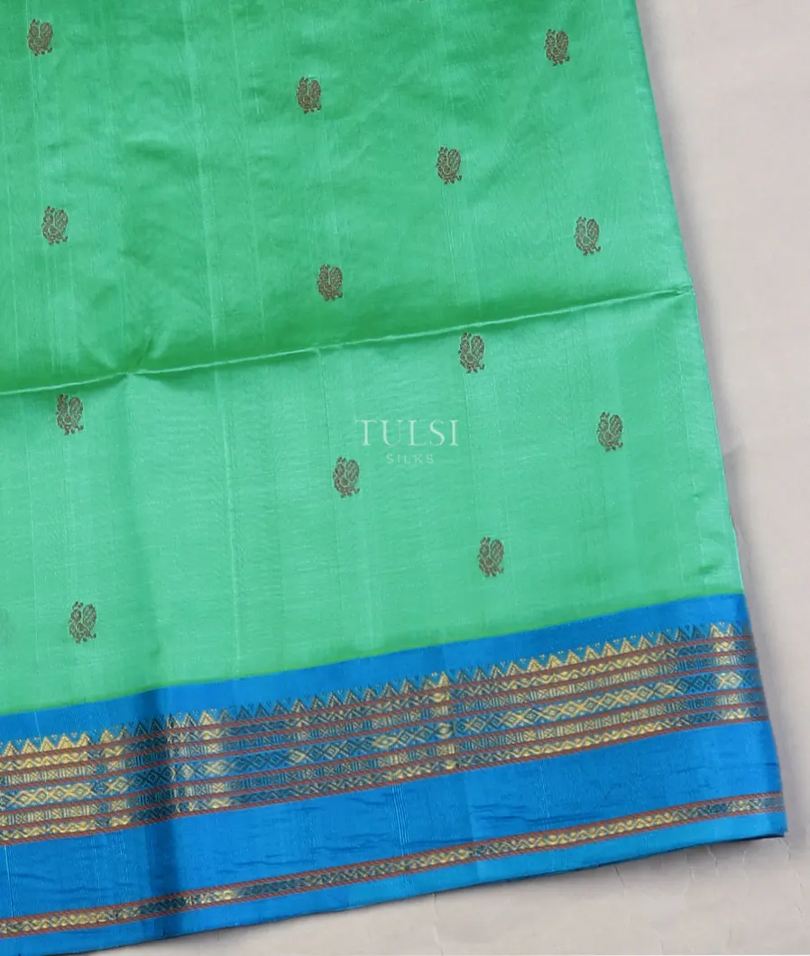 Greenish Blue Silk Cotton Saree T586554-image