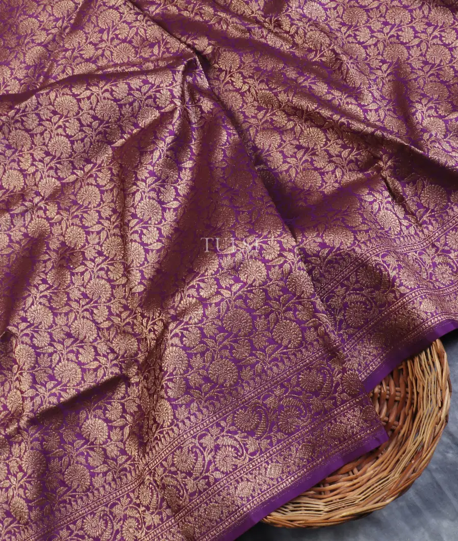 Purple Banaras Silk Saree T579962-image