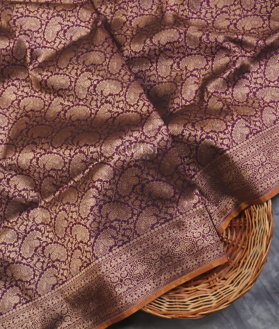 Deep Purple Banaras Silk Saree T579946-image