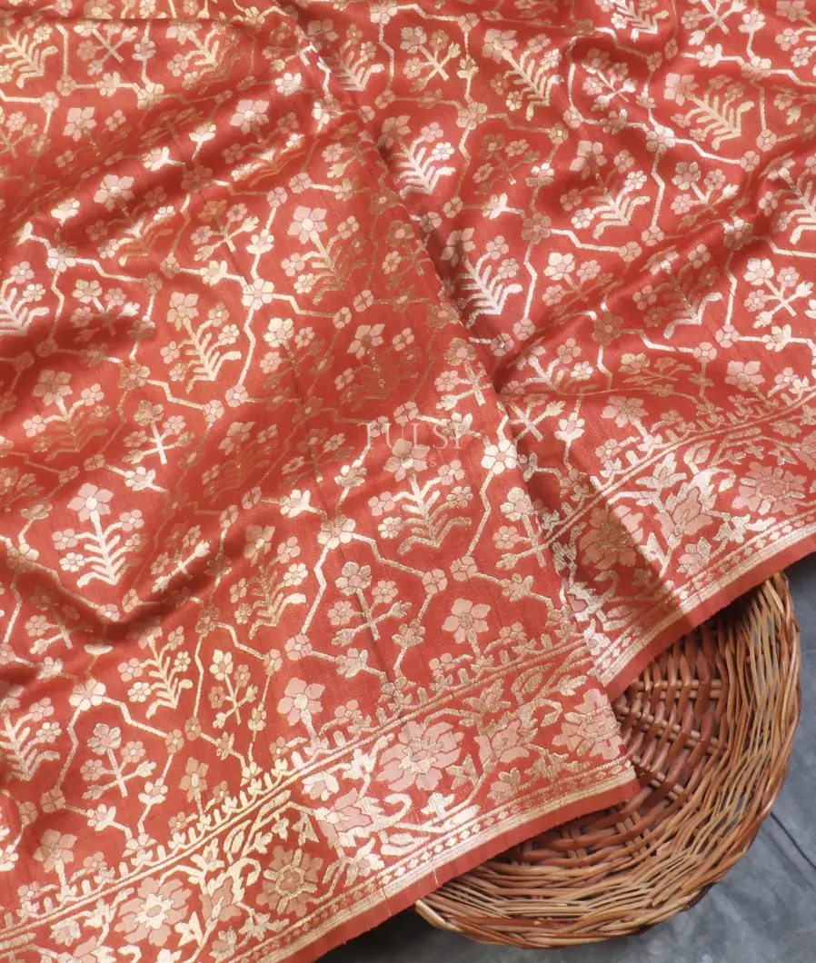 Rust Banaras Tussar Saree T573370-image