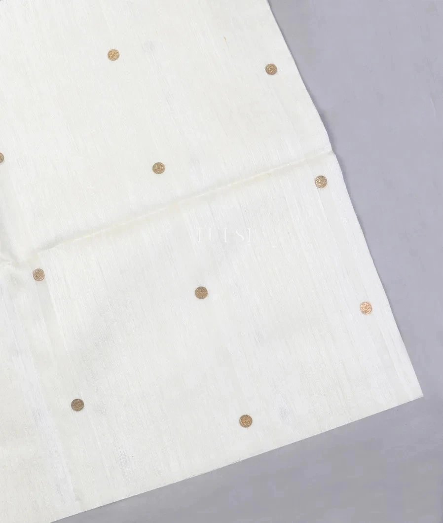 White Handwoven Tussar Saree T584637-image