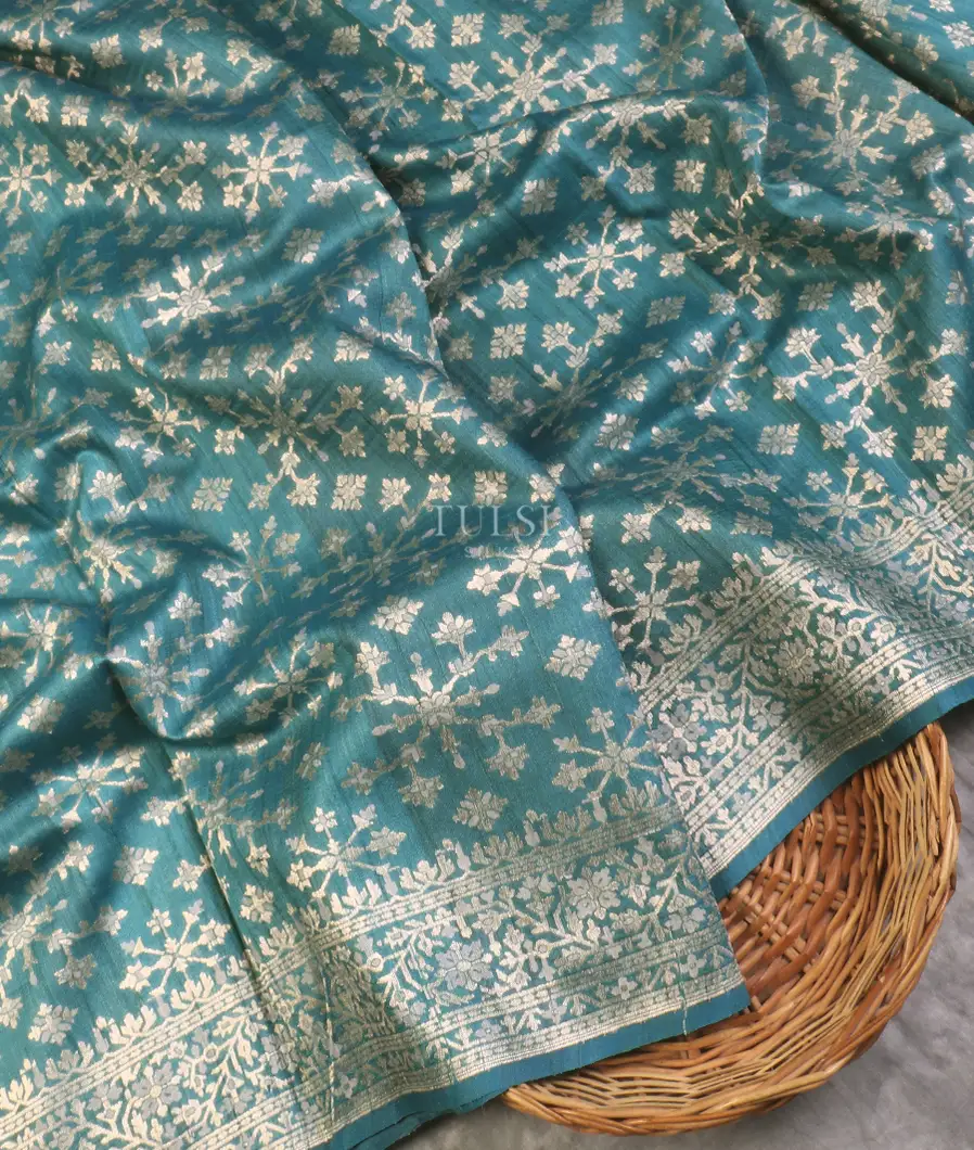 Blue Banaras Tussar Saree T573375-image
