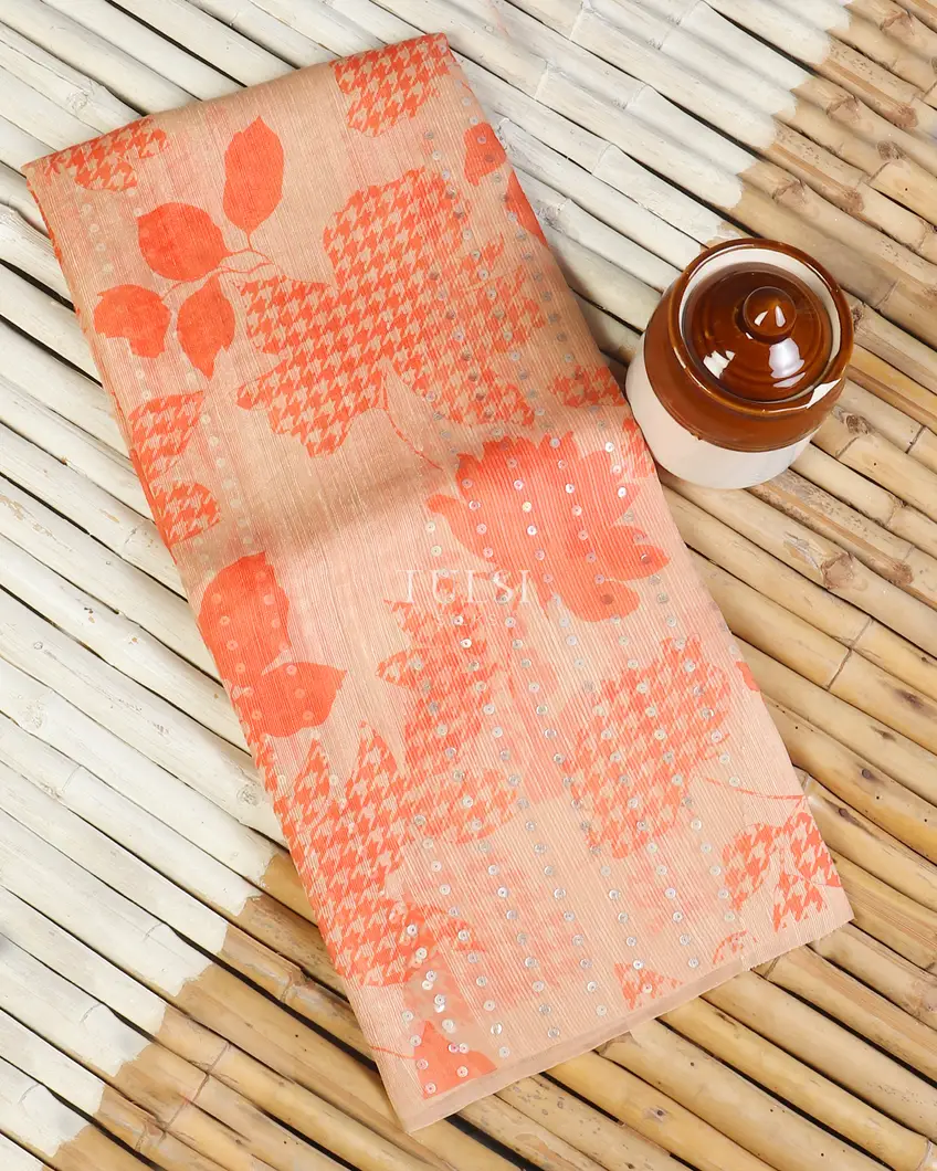 Light Beige Tussar Organza Saree T586195-image