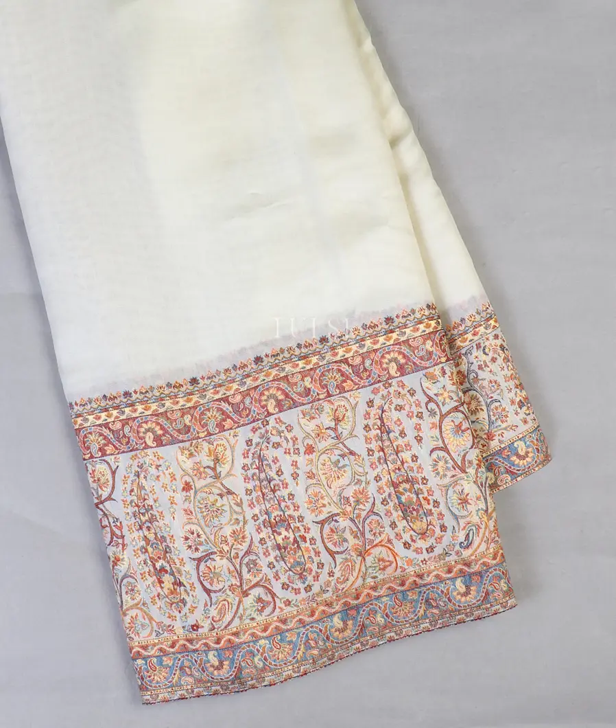 Off-White Kashmir Kani Silk Saree T585388-image