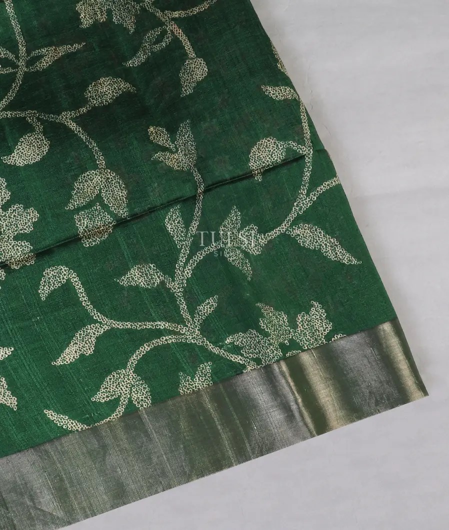 Green Printed Raw Silk Saree T576130-image