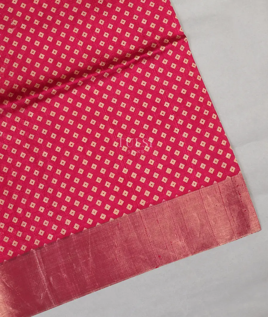 Dark Pink Printed Raw Silk Saree T576100-image
