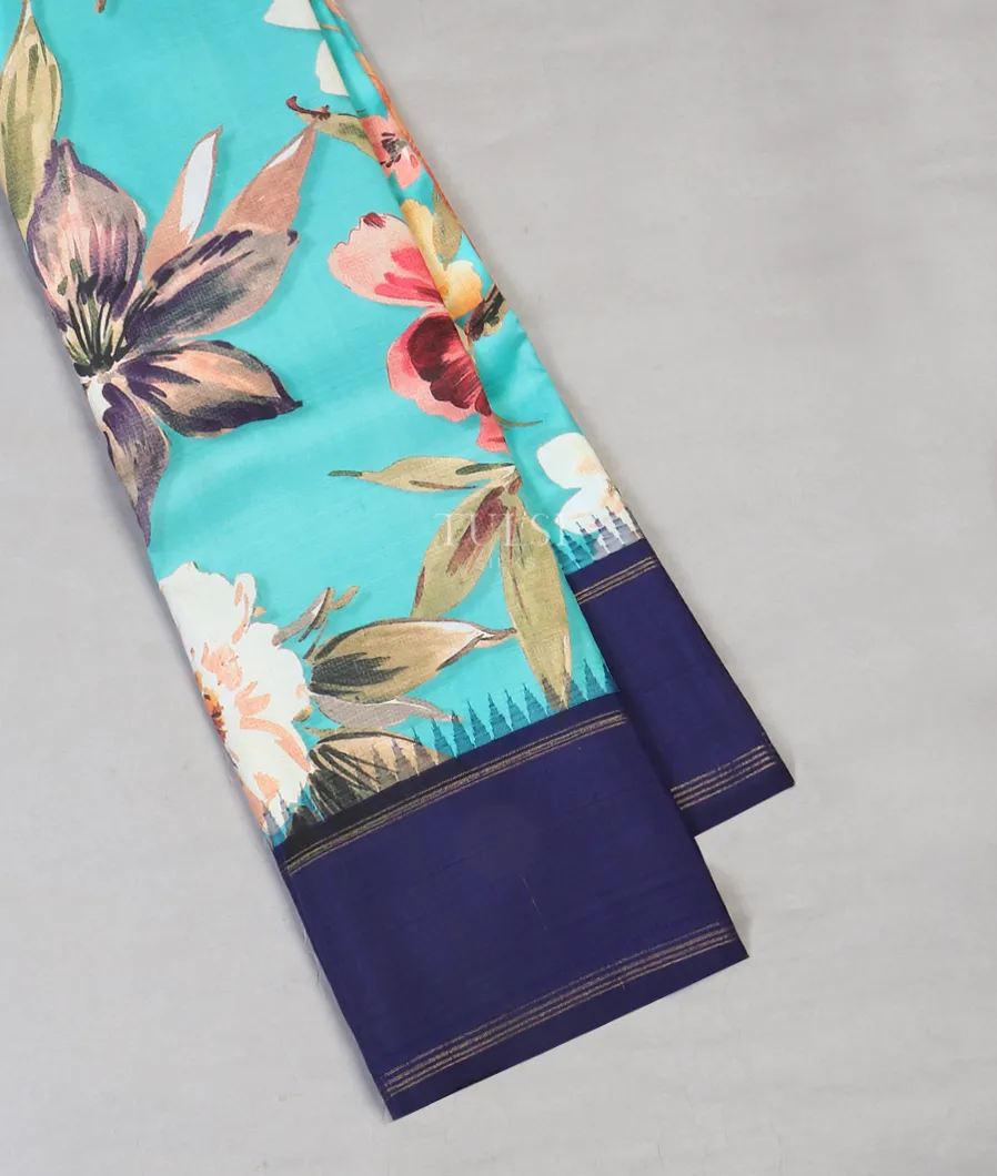 Blue Printed Kanjivaram Silk Saree T443626-image