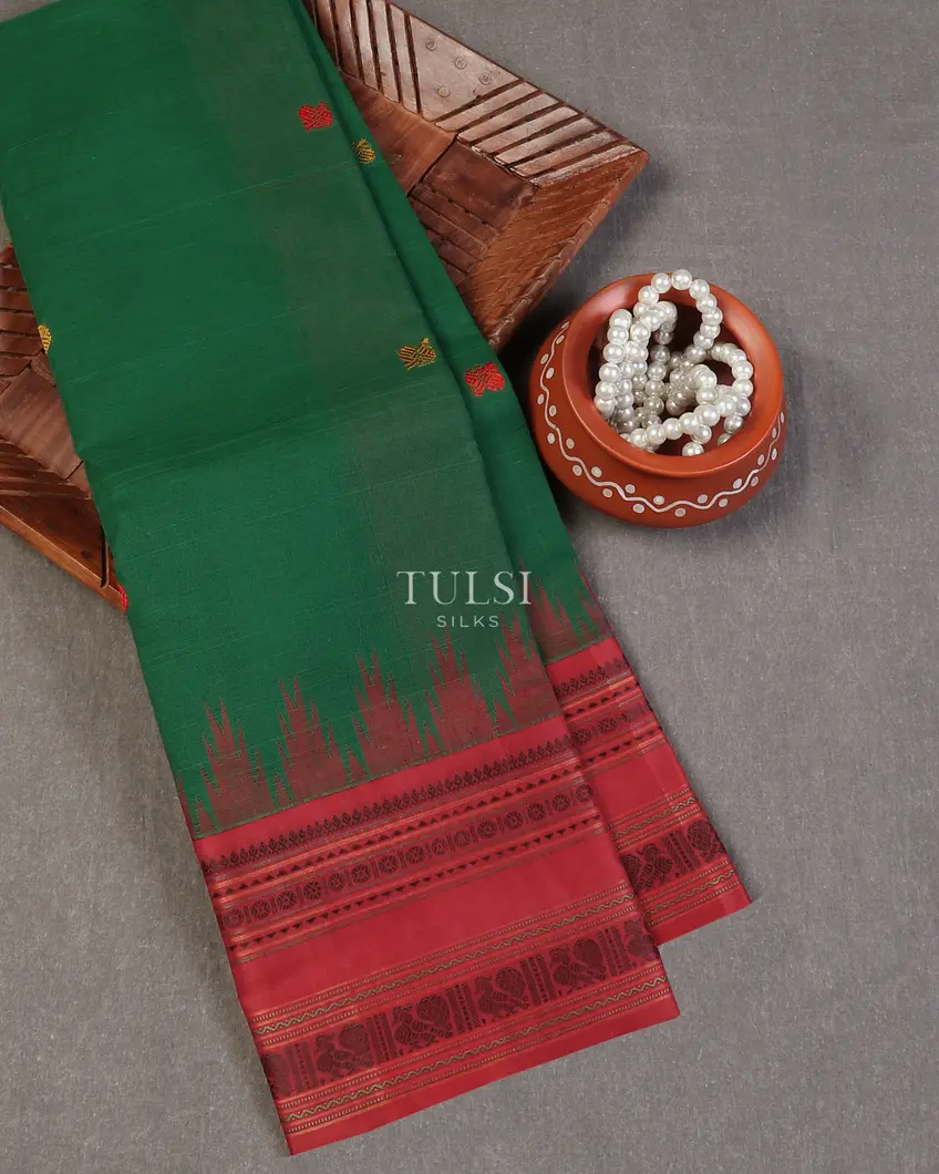 Green Kanchi Cotton With Silk Border T559543-image