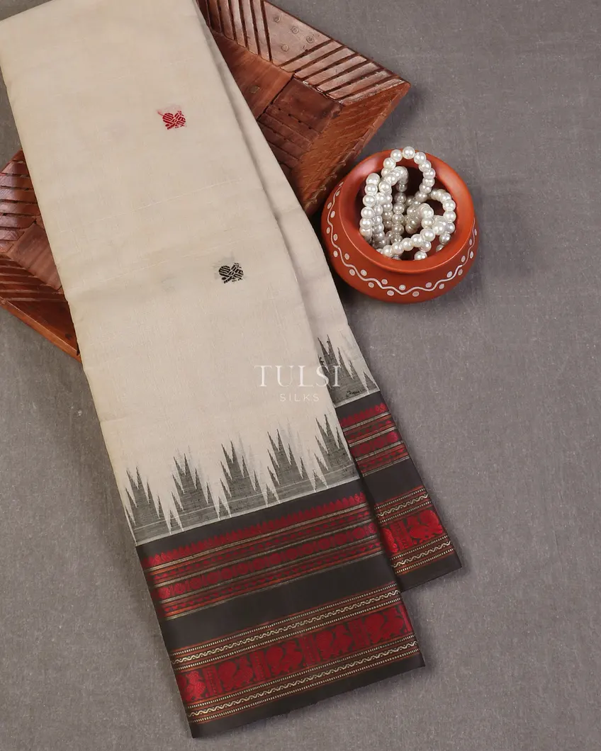 Off - White Kanchi Cotton With Silk Border T587288-image