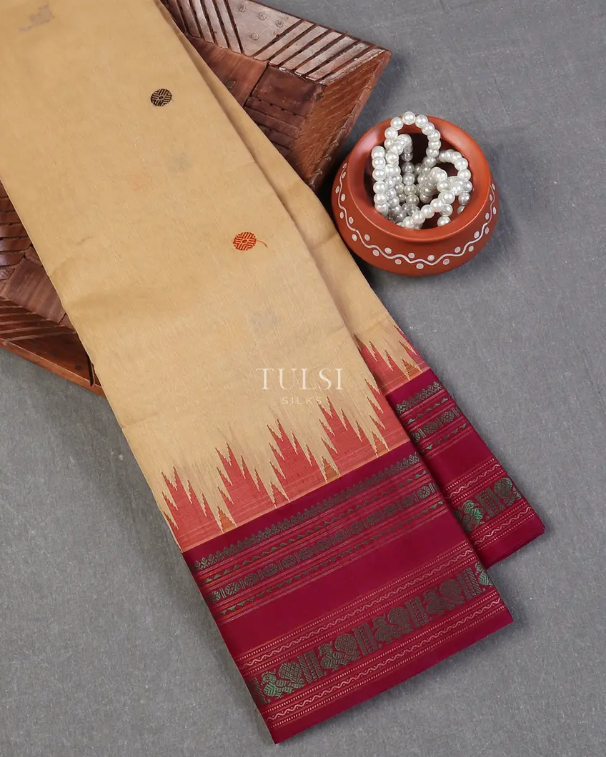 Beige Kanchi Cotton With Silk Border T582281-image