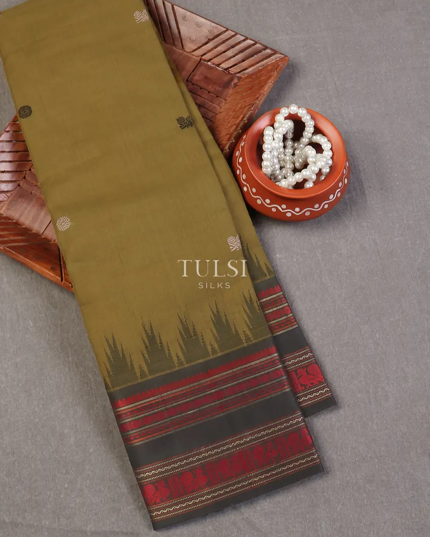Green Kanchi Cotton With Silk Border T587292-image