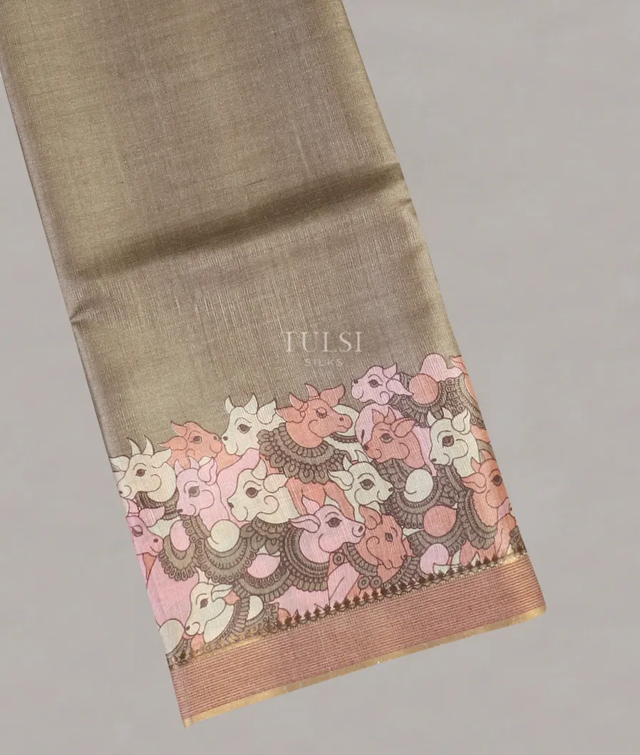 Grey Tussar Printed Saree T585117-image