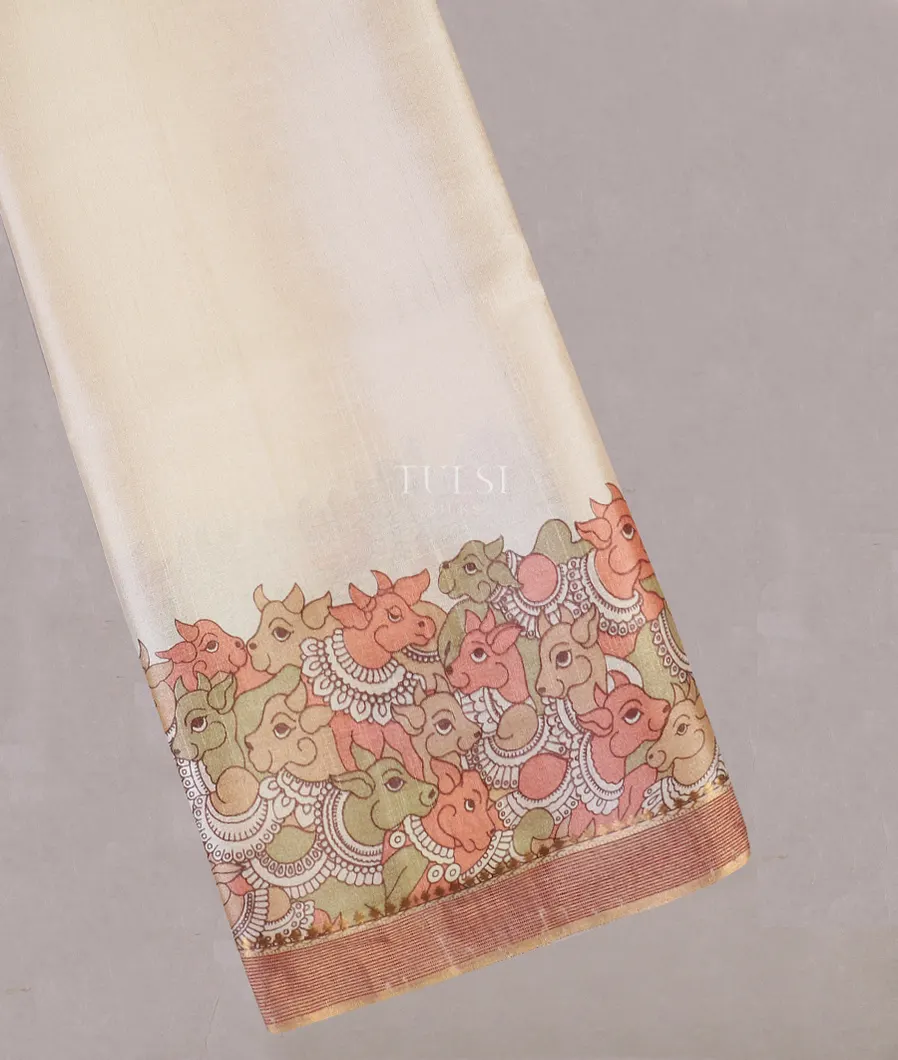 Off - White Tussar Printed Saree T585121-image