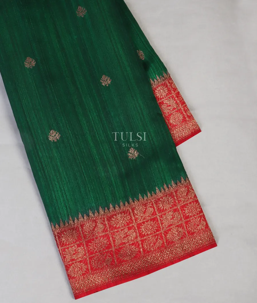Green Banaras Tussar Saree T548011-image