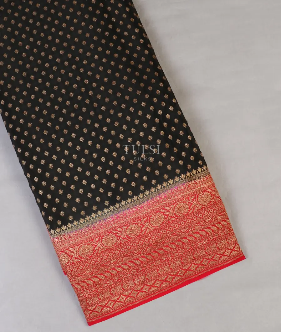 Black Banaras Crepe Silk Saree T577556-image