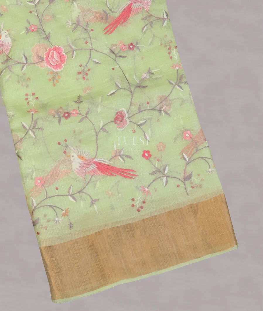 Green Silk Kota Embroidery Saree T577240-image