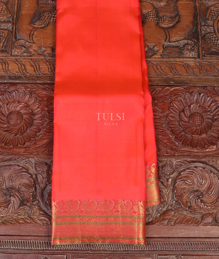 Orangish Pink Soft Silk Saree T562028-image