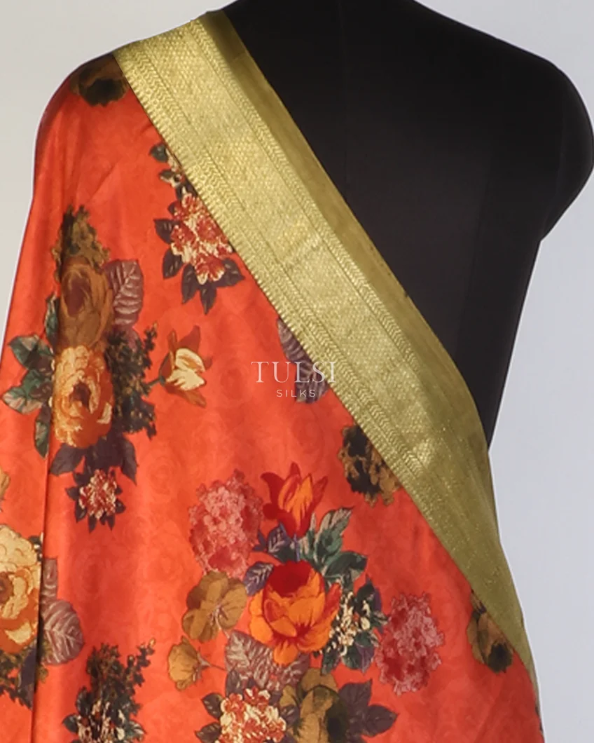 Rust Printed Kanjivaram Silk Dupatta T371217-image