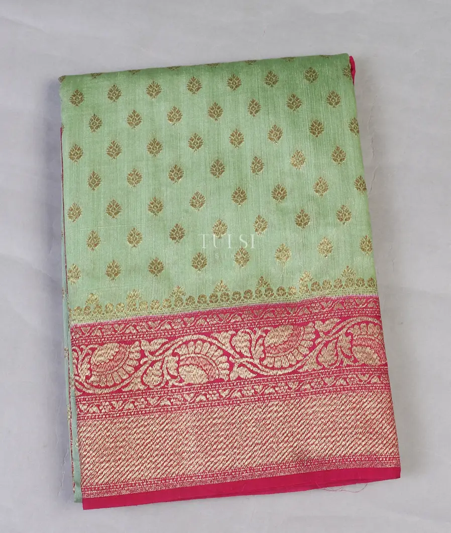 Green Banaras Tussar Saree T587699-image