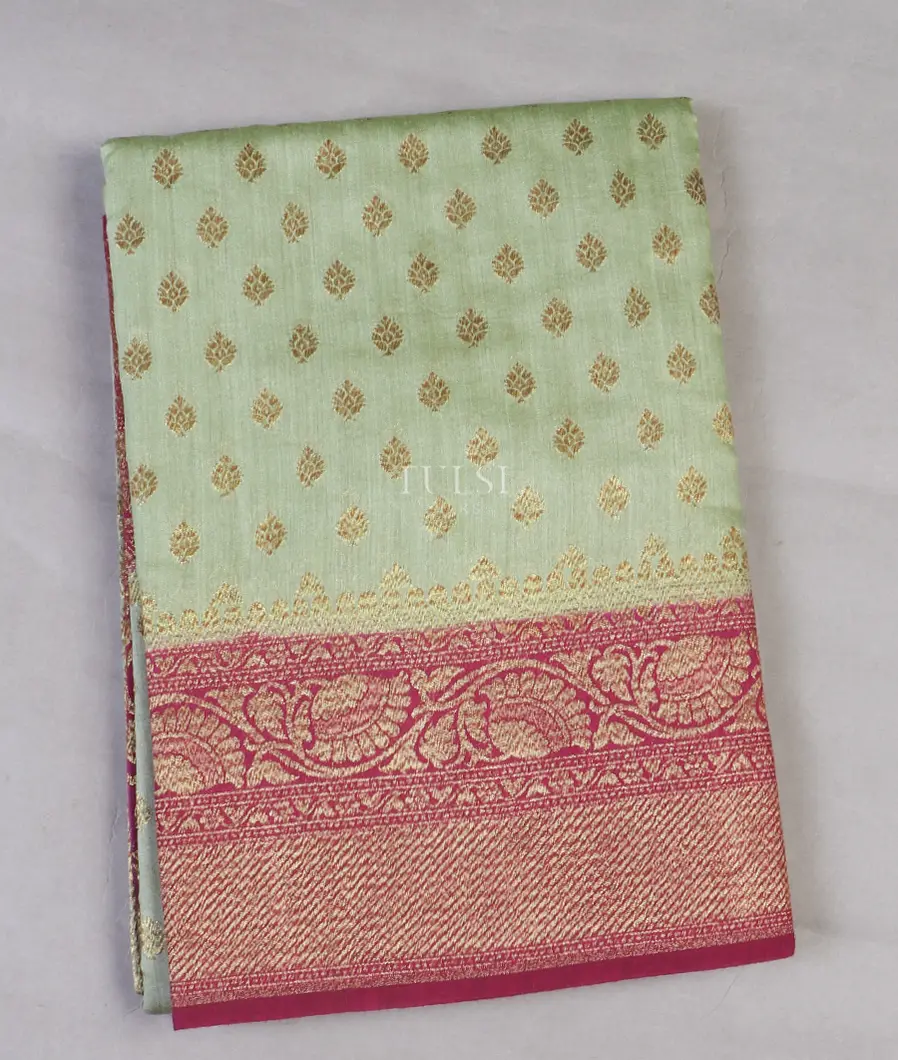 Light Green Banaras Tussar Saree T587700-image