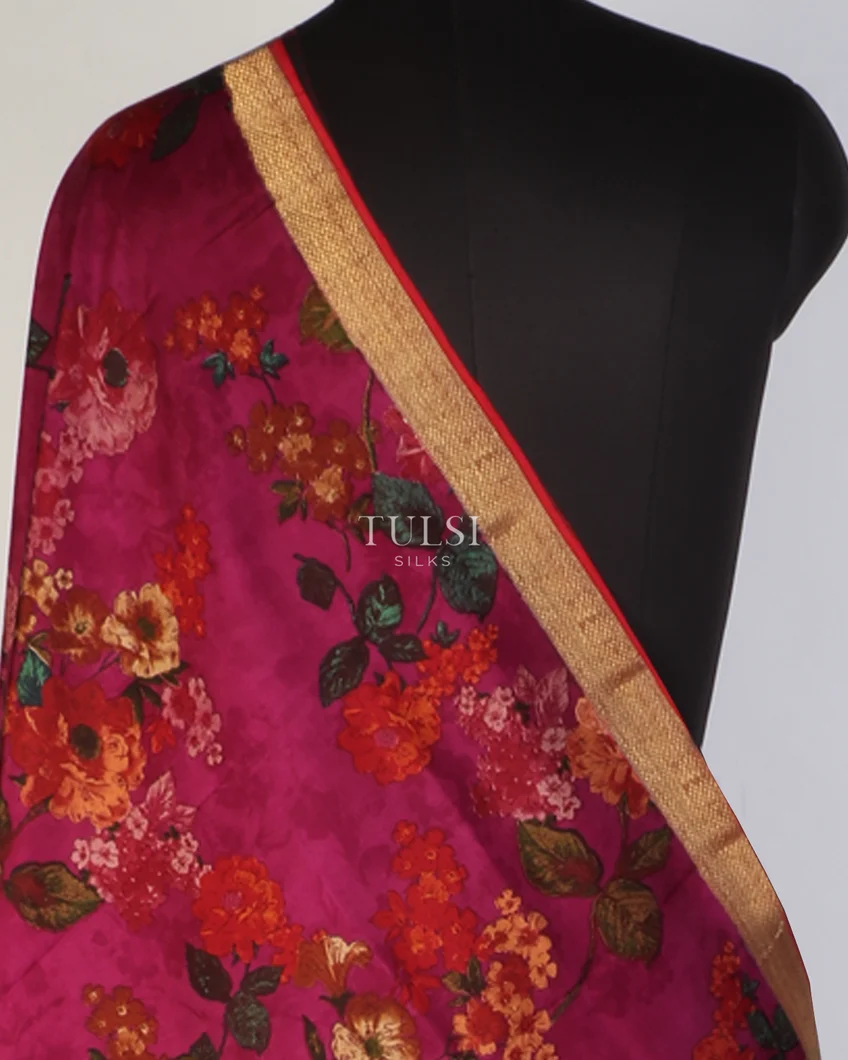 Purple Printed Kanjivaram Silk Dupatta T371221-image