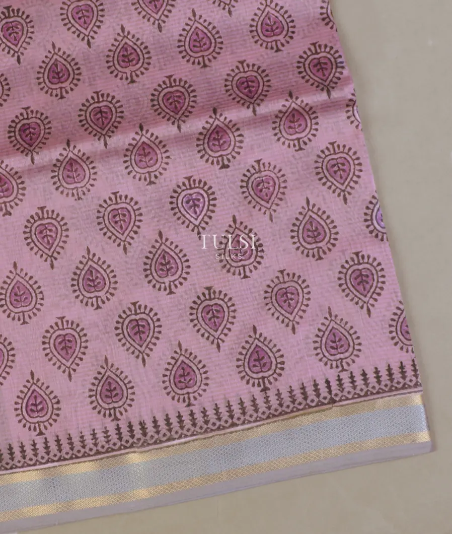 Light Lavender Maheshwari Printed Cotton Saree T585834-image