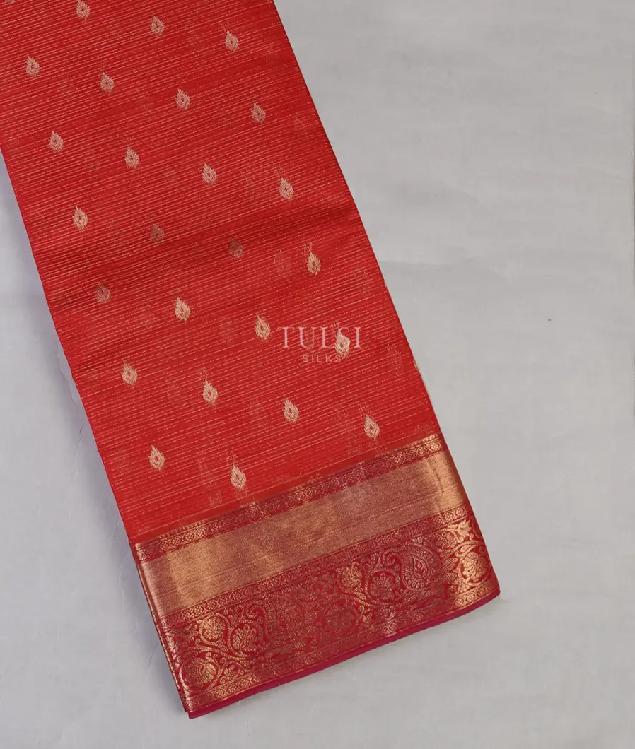 Red Silk Cotton Saree T586784-image