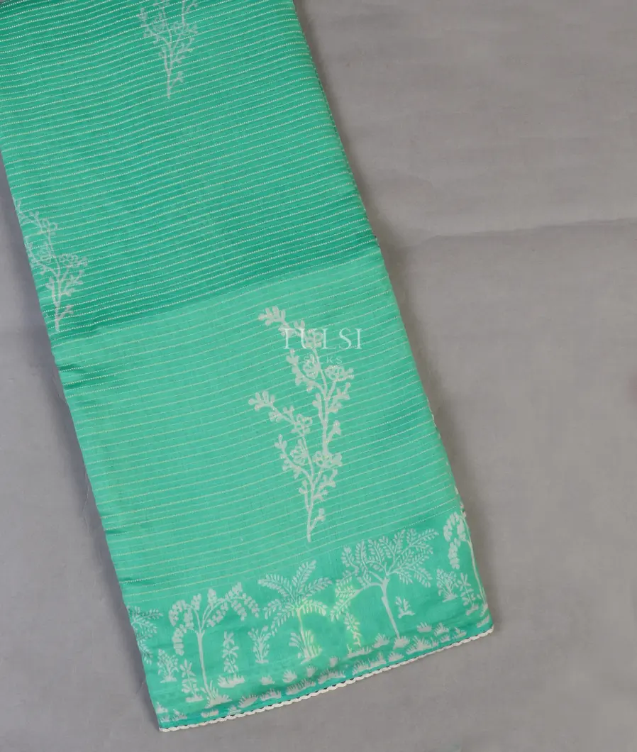 Greenish Blue Chanderi Cotton Saree T587183-image