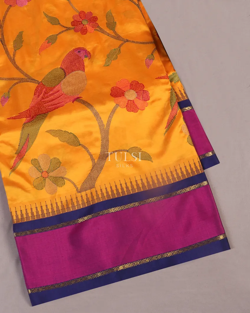 Yellow Soft Silk Embroidery Saree T548986-1-image