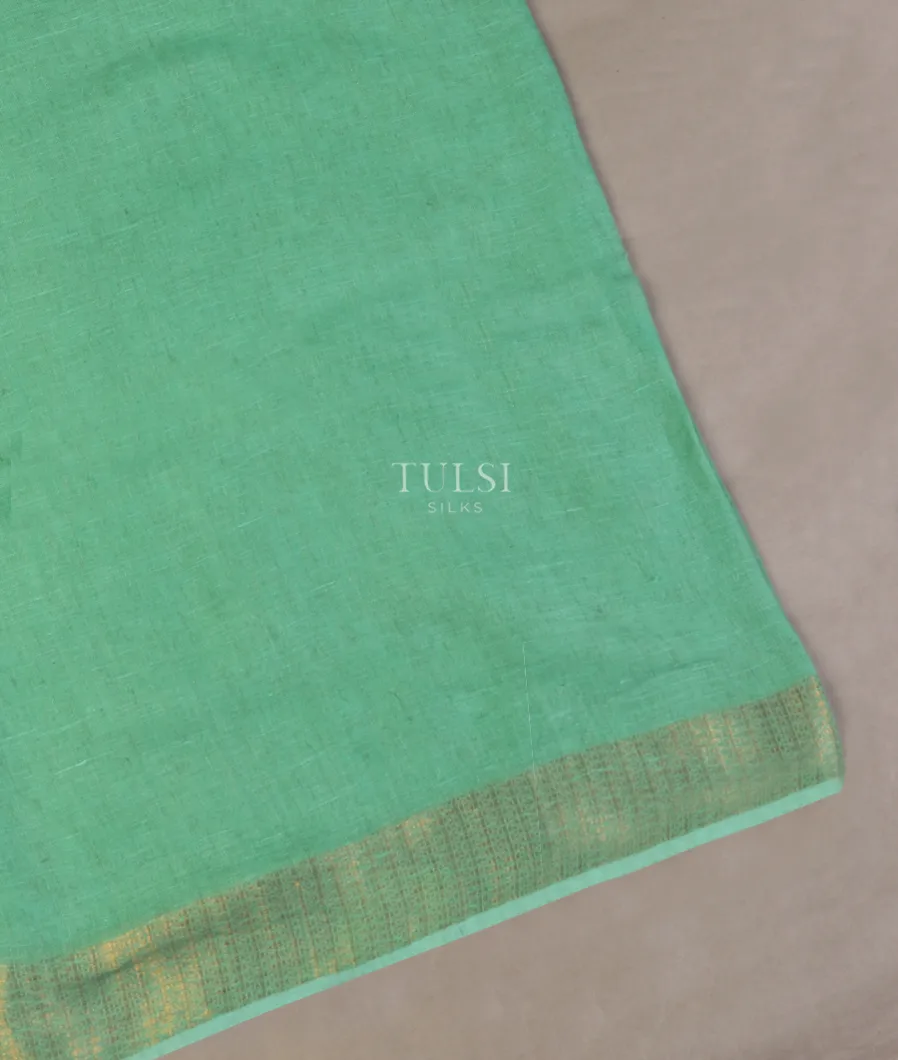 Greenish Blue Handwoven Linen Saree T585024-image
