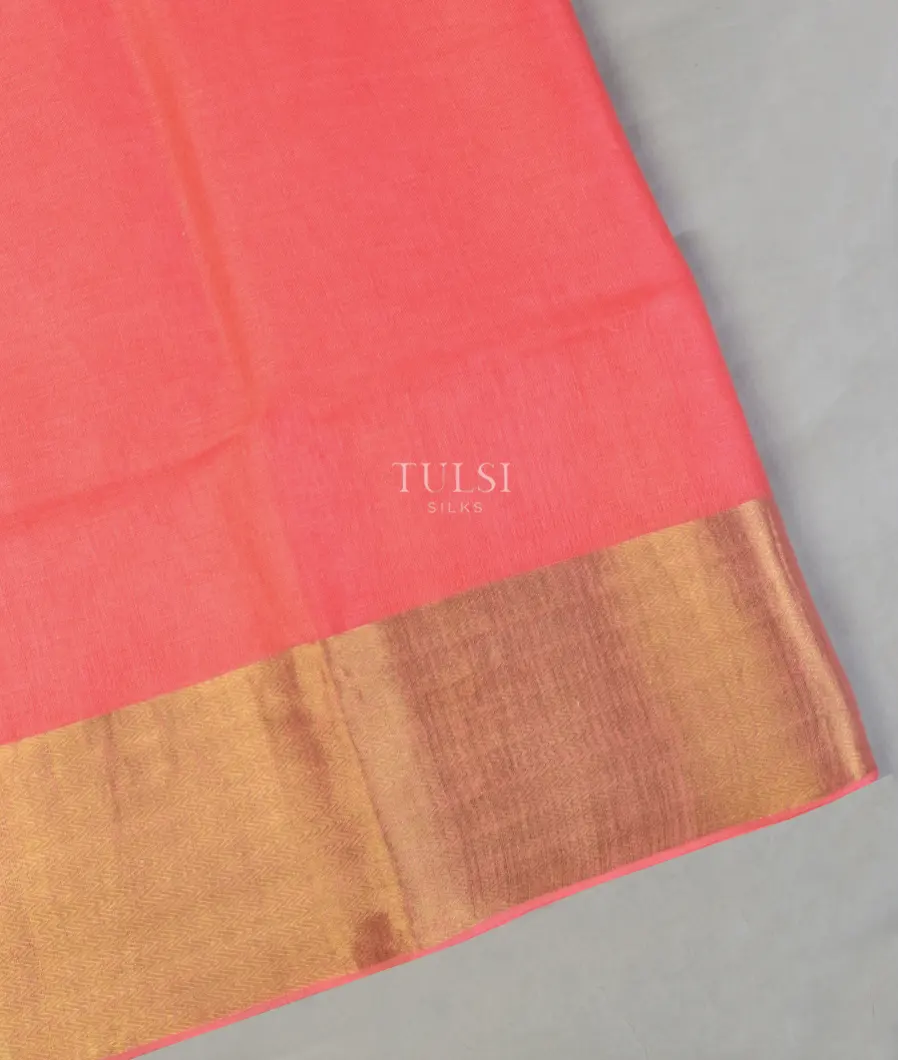 Pink Handwoven Linen Saree T585039-image
