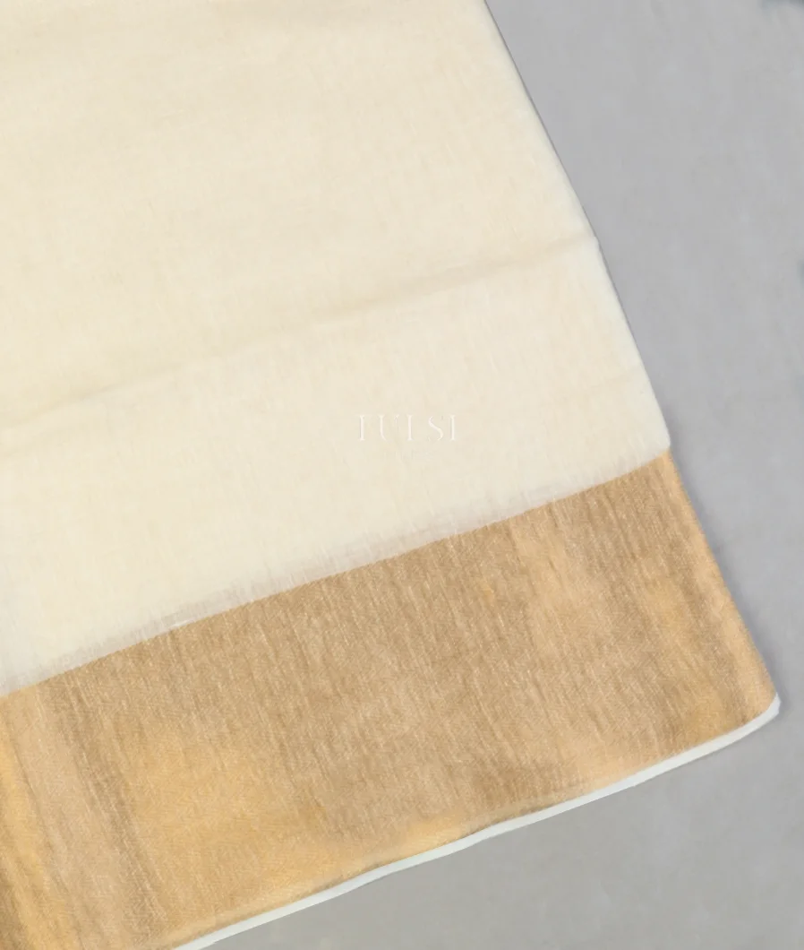 Off-White Handwoven Linen Saree T585034-image